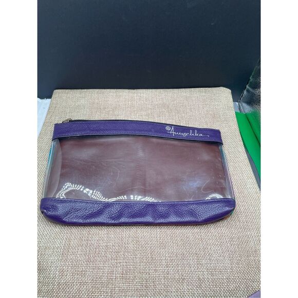 Anuschka Hand painted Leather Zip Bag Cosmetic Bag Clutch Paisley SOU48GJM-U - Picture 4 of 10